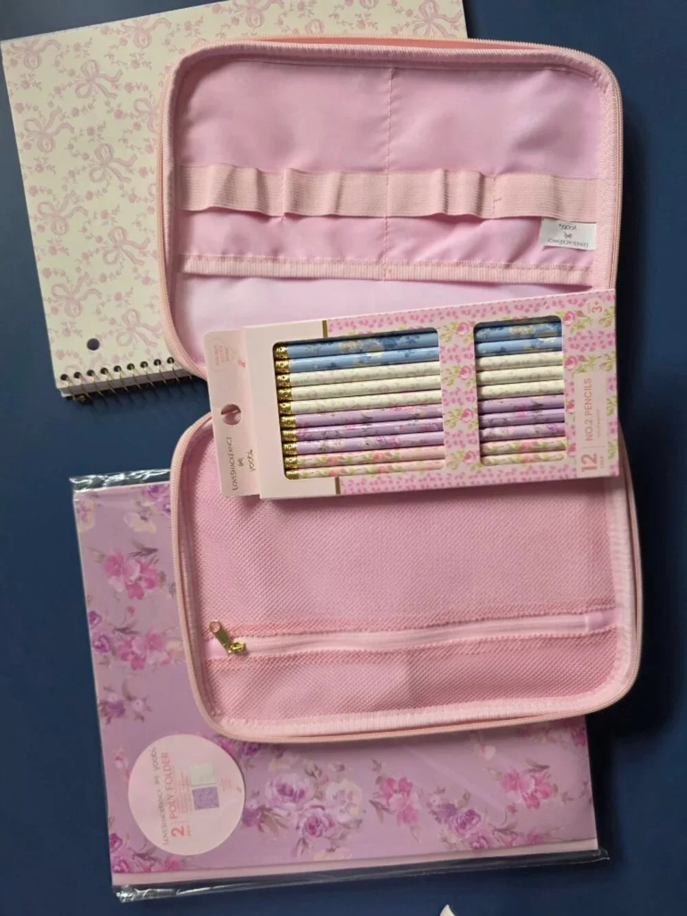 LoveShackFancy Target Yoobi backpack lunch bag bow notebook tech organizer pink